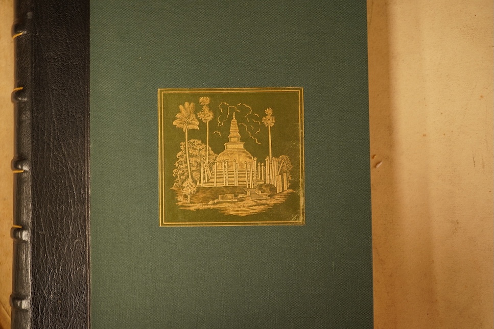Cave, Henry W. - The Ruined Cities of Ceylon. 1st edition, 47 photo. plates (with captioned guards); rebound morocco backed cloth, gilt ruled and decorated panelled spine, original gilt pictorial label on upper cover, ge